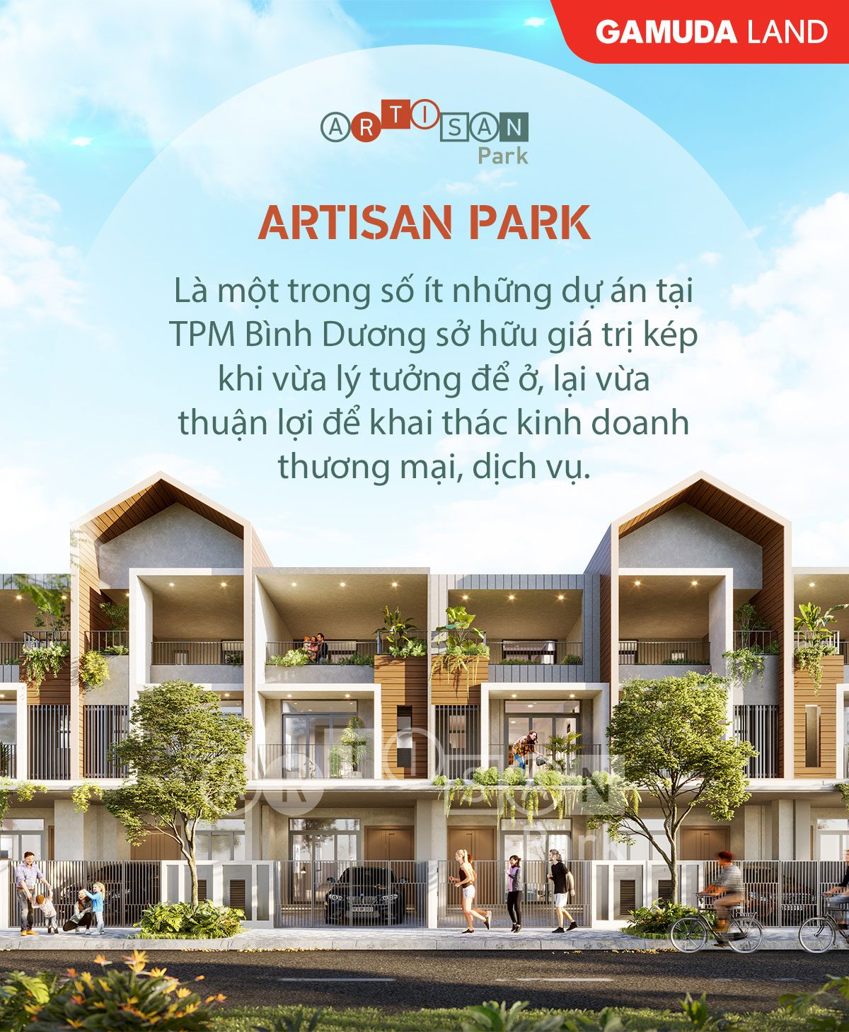 Artisan Park là một trong số ít những dự án tại TPM Bình Dương sở hữu giá trị kép khi vừa lý tưởng để ở, lại vừa thuận lợi để khai thác kinh doanh thương mại, dịch vụ.