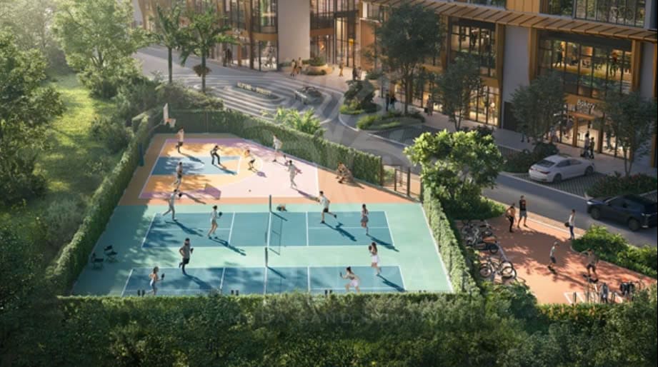 Tín đồ yêu thể thao tại Eaton Park không thể bỏ lỡ các sân tập đa năng, đặc biệt là sự có mặt của sàn đấu pickleball đang được yêu thích.